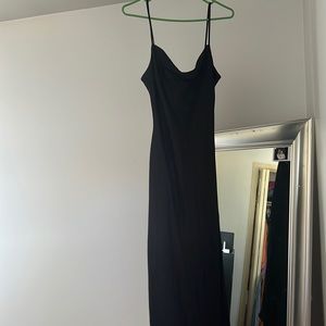 Black satin dress
